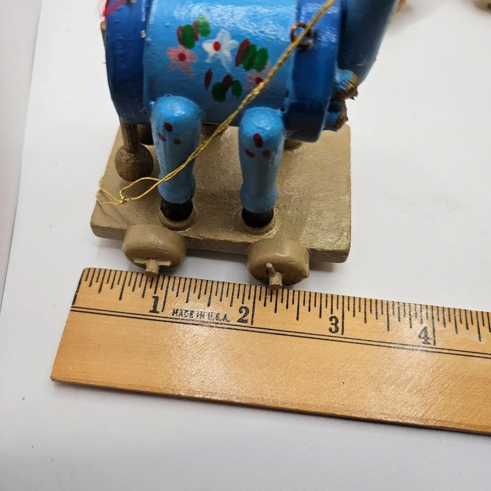 VTG (4) Wooden‎ Horse Ornaments Folk Art Rustic Christmas Decor Hand Painted